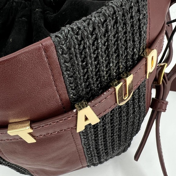 STAUD Handbag Womens Brown Cabana Raffia and Leather Shoulder Bucket Bag NWT - Picture 13 of 13